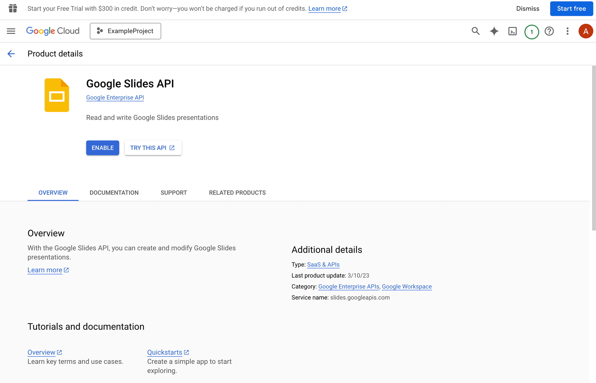 Enable Google Slides API